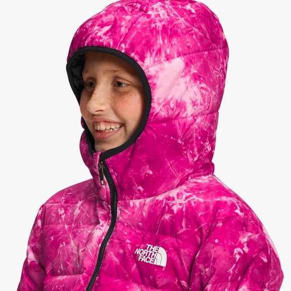 TNF Girls Printed Reversible Down Jacket - small - Picture 4 of 8